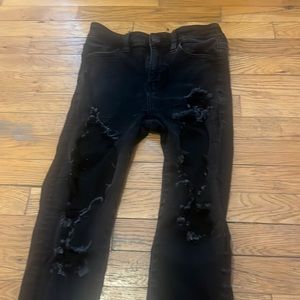 Black American Eagle Skinny Jeans With Rips